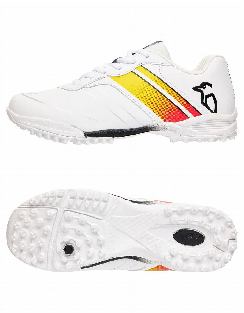 Kookaburra Pro 5.0 Rubber Cricket Shoes - White/Yellow/Red